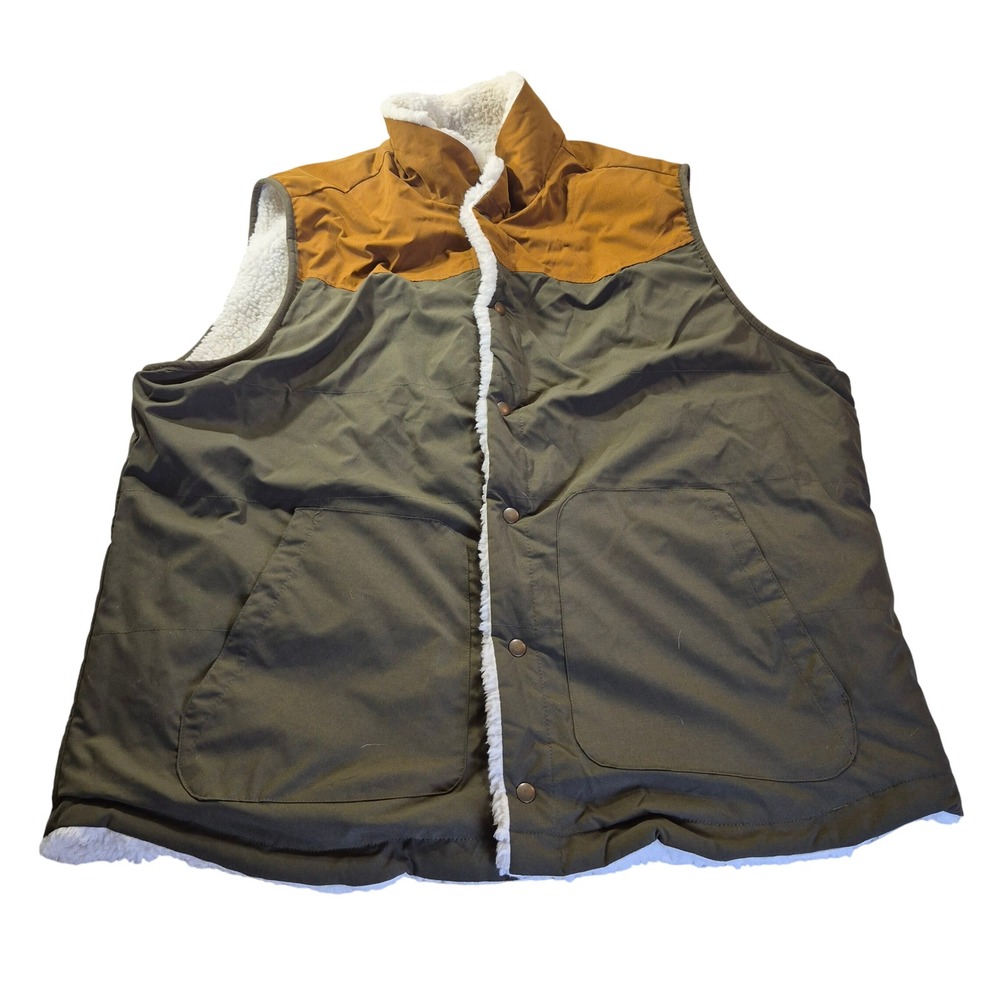 Mountain and Isles Reversible Sherpa Fleece Vest Mens 3X Olive Gorpcore Cabin